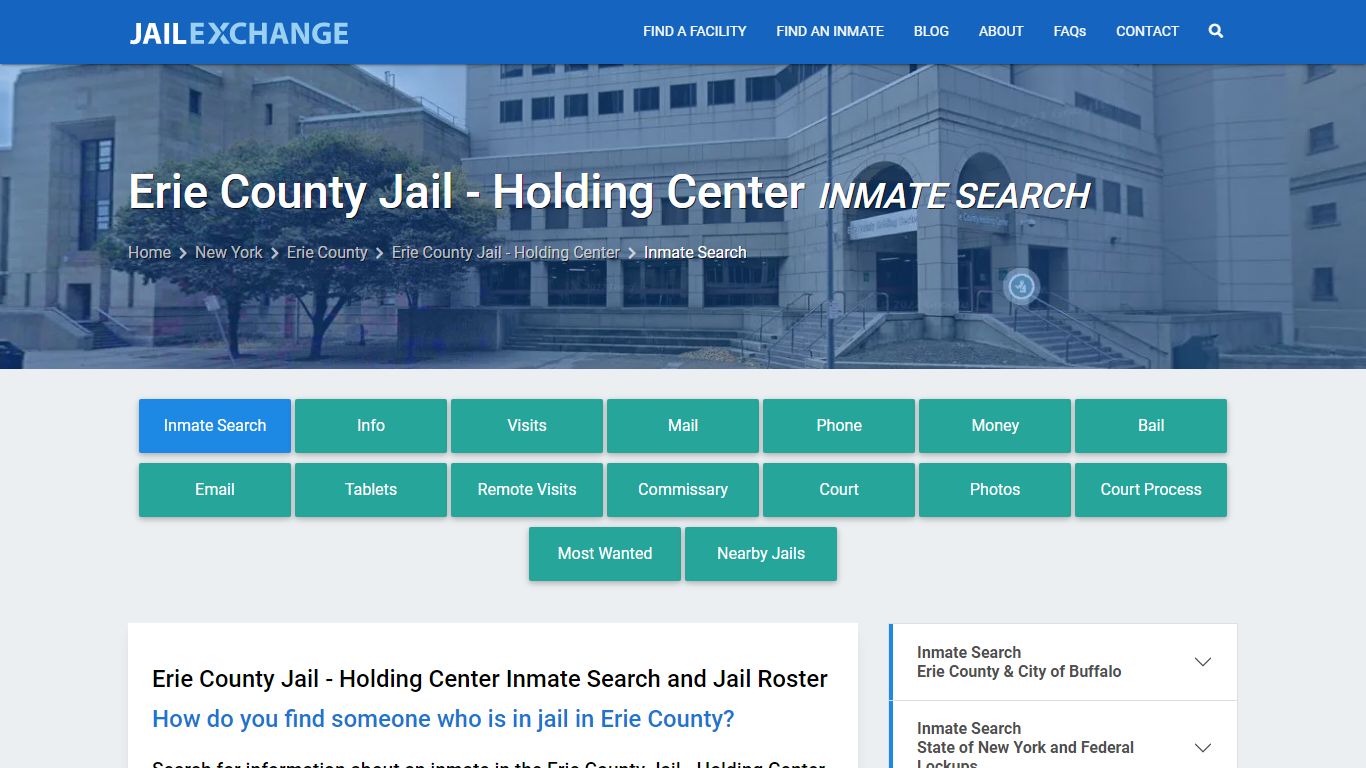 Erie County Jail - Holding Center Inmate Search - Jail Exchange